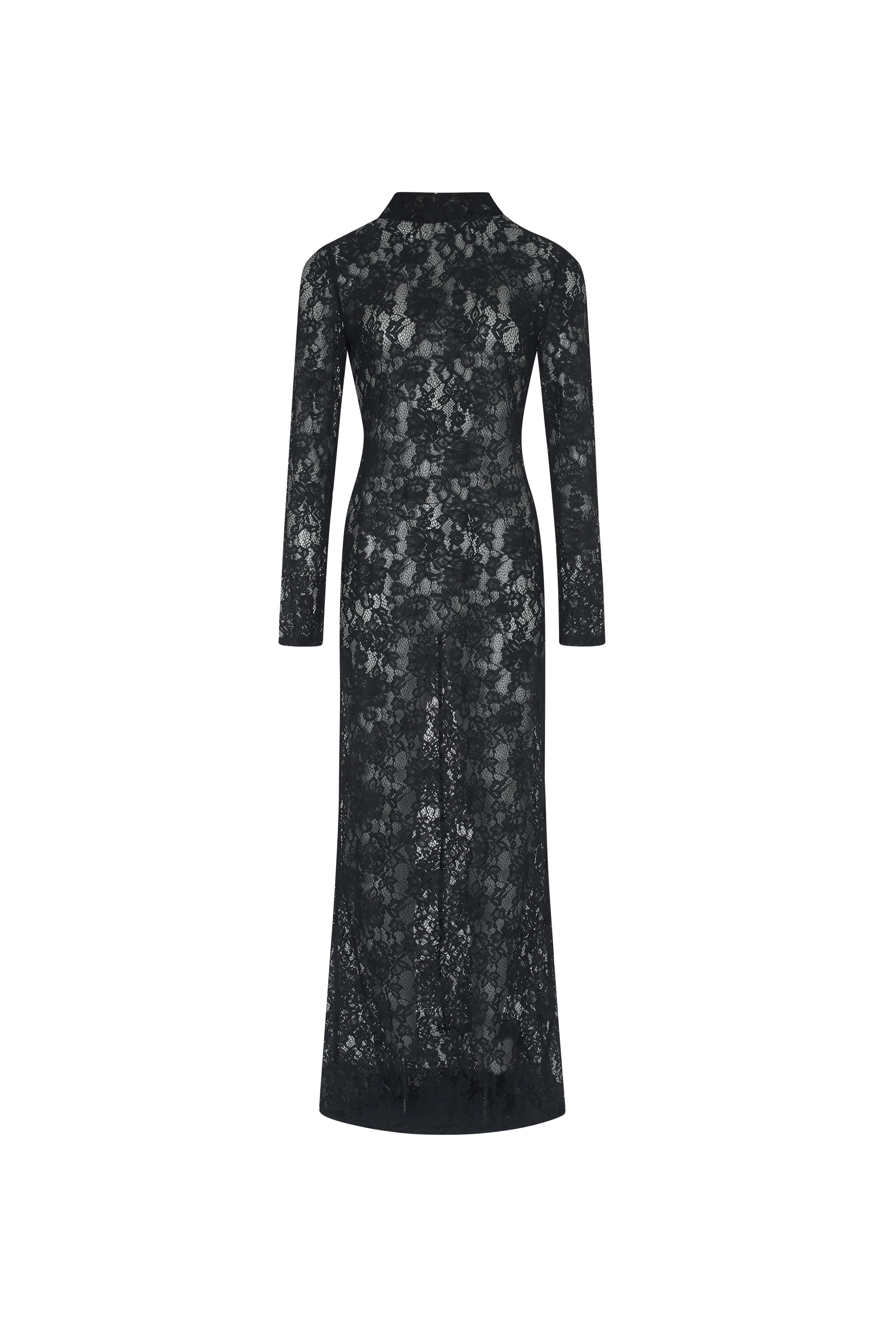 EVALINA Black Lace Maxi Dress - Image 9