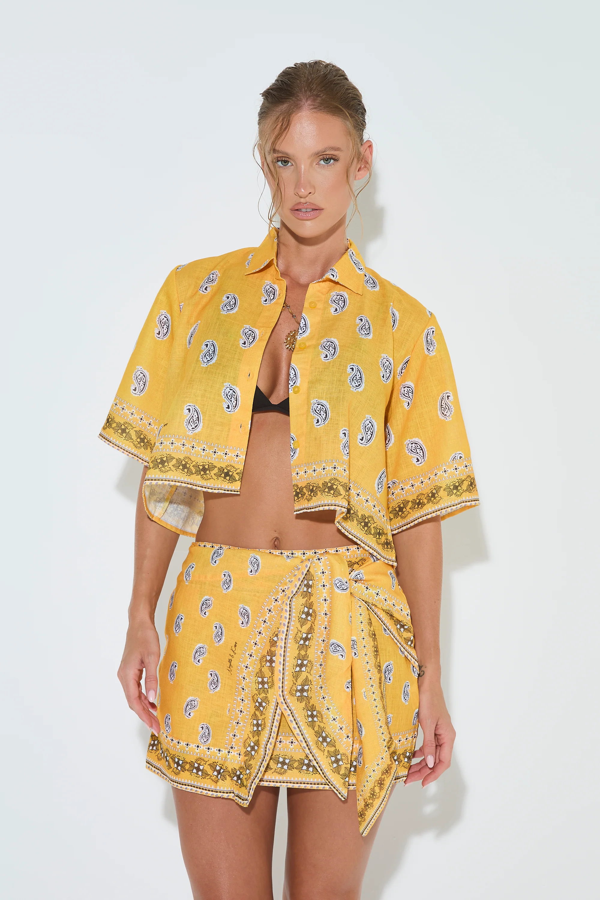 GOLDEN HOUR Yellow Cropped Shirt - Image 4