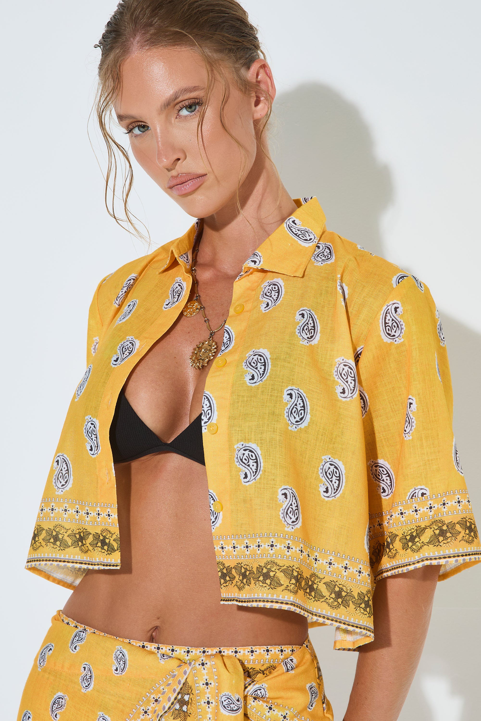 GOLDEN HOUR Yellow Cropped Shirt - Image 5