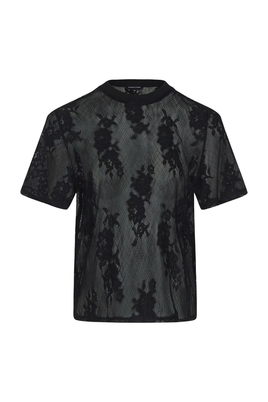 JADA Black Lace T-Shirt Top - Image 5