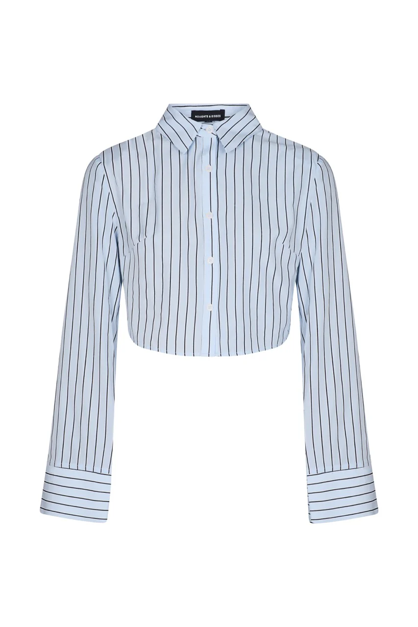 ROMA Blue Stripe Crop Shirt - Image 6
